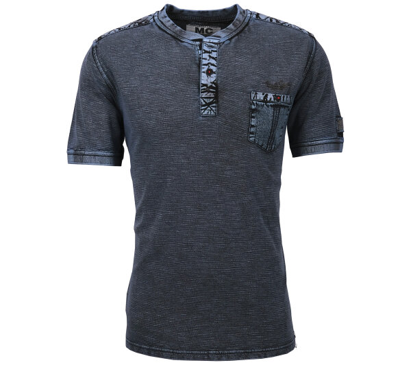 Mode Monte Carlo T-Shirt Kurzarm Serafino 2 Knöpfe Himmelblau