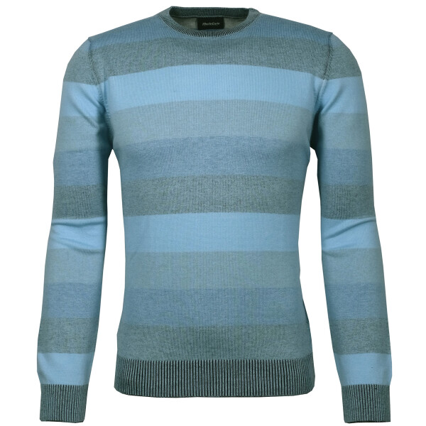 Mode Monte Carlo Pullover Rundhals hellblau mit blauen Streifen 52