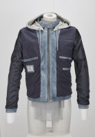 MILESTONE Herren Lederjacke MSRaymond mit Kapuze im gewaschenen Mittelblau