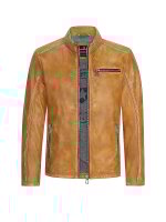 MILESTONE Herren Lederjacke MSMonza Stehkragen im gewaschenen Cognac braun