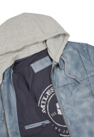 MILESTONE Herren Lederjacke MSRaymond mit Kapuze im gewaschenen Mittelblau 56