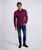 PIERRE CARDIN Herren Langarm Polo Shirt winetasting dunkelrot