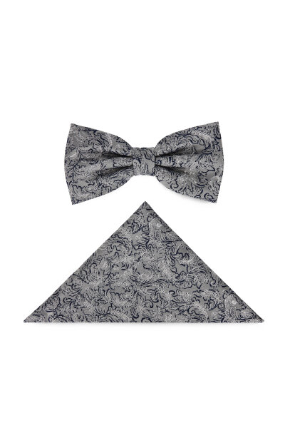 DIGEL Fest/Hochzeit Fliege "Less" mit Einstecktuch Set Silber Blau