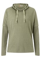 TIMEZONE Damen Langarm Shirt mit Schalkragen, oliv