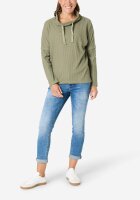 TIMEZONE Damen Langarm Shirt mit Schalkragen, oliv