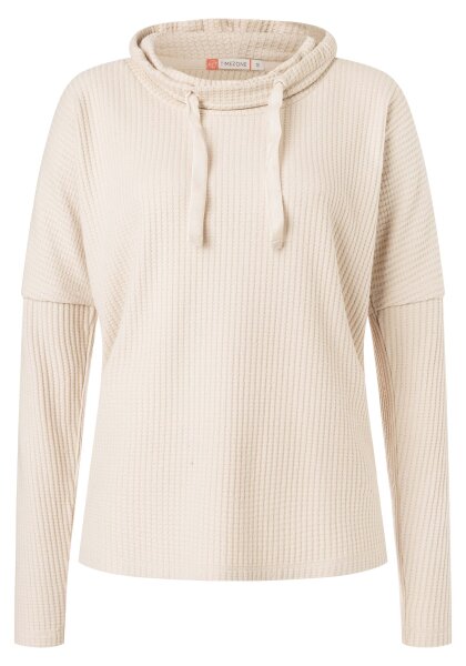TIMEZONE Damen Langarm Shirt mit Schalkragen, beige