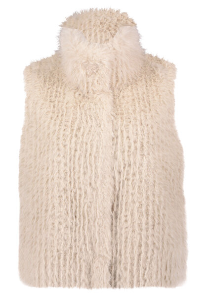 AMBER & JUNE Damen Plüsch Weste, hellbeige