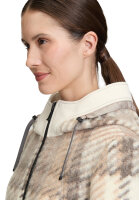 AMBER & JUNE Damen Wollstoff Jacke mit Kapuze, hellbeige braun kariert