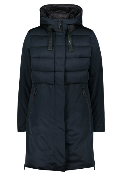 AMBER & JUNE Damen Stepp Jacke mit Kapuze, dunkelblau