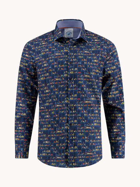 A Fish Named Fred Langarm Hemd Whiskyflaschen Print "liquor store", navy