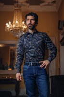 A Fish Named Fred Langarm Hemd Whiskyflaschen Print "liquor store", navy