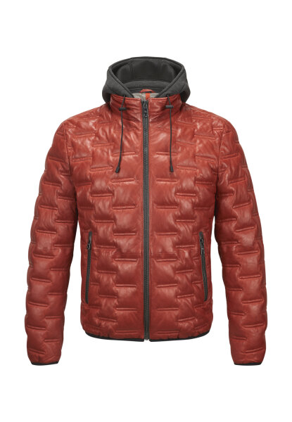 MILESTONE Herren Lederjacke MSAlonso mit Kapuze und Stepp Teracotta