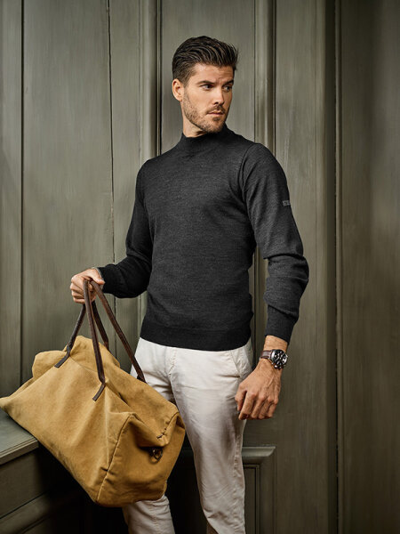 Mode Monte Carlo Pullover Stehbund Anthrazit