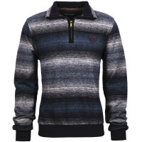 Mode Monte Carlo Sweat-Shirt Troyer Zip Jeansblau grau