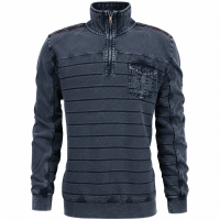 Mode Monte Carlo Sweat-Shirt Troyer Zip Jeansblau