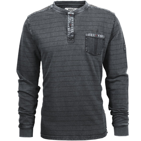 Mode Monte Carlo Sweat-Shirt Serafino 2 Knöpfe Silbergrau