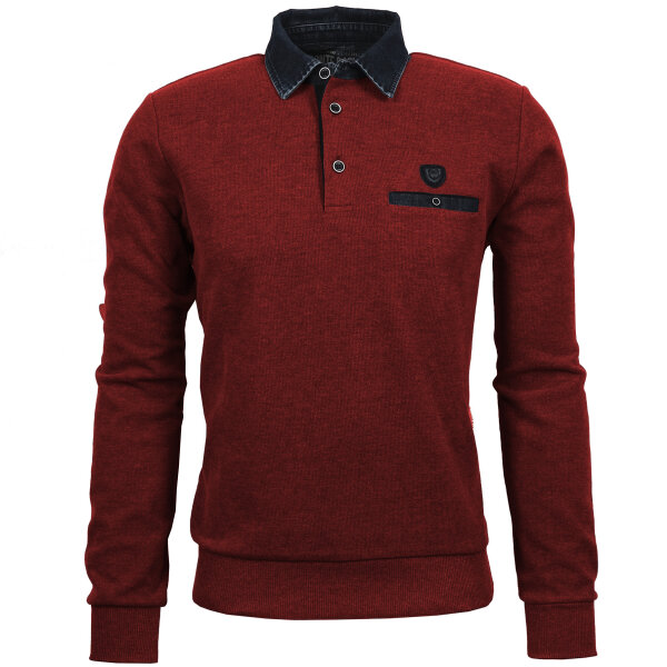 Mode Monte Carlo Sweat-Shirt Polo Knopf Tomatenrot
