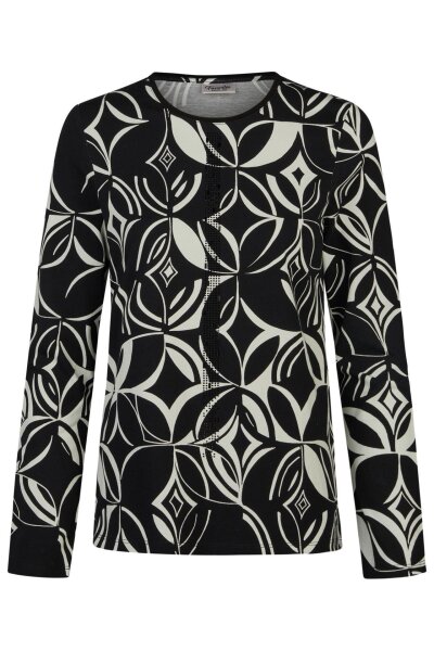 Barbara Lebek Damen Langarm Shirt gemustert black nude Schwarz