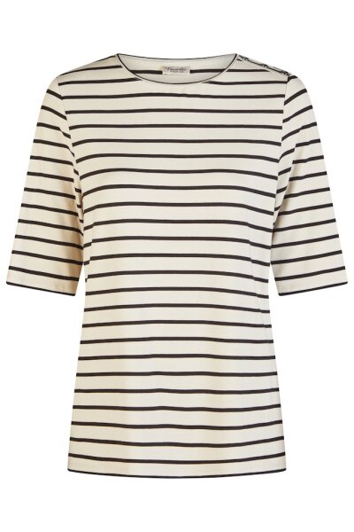 Barbara Lebek Damen 3/4 Arm Shirt gestreift nude Schwarz