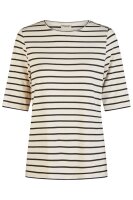 Barbara Lebek Damen 3/4 Arm Shirt gestreift nude Schwarz