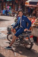 A Fish Named Fred Sakko Blazer Seersucker marine blau