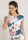 SWING Cocktailkleid aus bedrucktem Scuba und Drapierung hydro / multi Grün 46