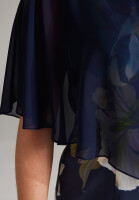 SWING Curve / Etui Kleid aus bedrucktem Scuba mit Chiffon Überwurf navy / multi Blau 46