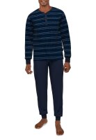 TOM TAILOR Herren Schlafanzug Pyjama blau dunkel 4 Knopf Bündchen