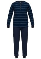 TOM TAILOR Herren Schlafanzug Pyjama blau dunkel 4 Knopf Bündchen