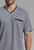 GÖTZBURG Herren Schlafanzug Shorty bedruckt blau-mittel-minimal