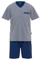 GÖTZBURG Herren Schlafanzug Shorty bedruckt blau-mittel-minimal