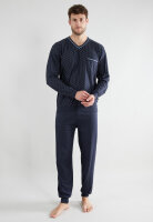 GÖTZBURG Herren Schlafanzug Pyjama bedruckt navy