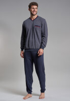 GÖTZBURG Herren Schlafanzug Pyjama bedruckt navy