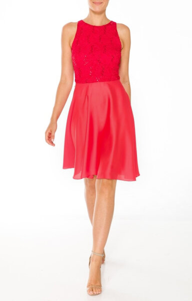 SWING Cocktailkleid aus Spitze und Chiffon hibiscus rot