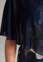 SWING Curve / Etui Kleid aus bedrucktem Scuba mit Chiffon Überwurf navy / multi Blau