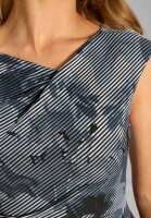 SWING Etui Kleid aus bedrucktem Ottoman mit Drapierung, dunkelblau