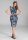 SWING Etui Kleid aus bedrucktem Ottoman mit Drapierung, dunkelblau