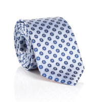 Krawatte Seide 6,5 cm breit, blau Fantasie Muster