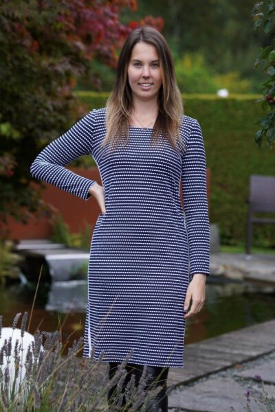 your cameo Damen Kleid Langarm, marine minimal 36