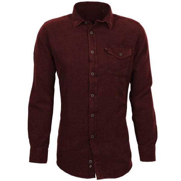 Mode Monte Carlo Hemd Langarm Kent-Kragen Dunkelrot XXL