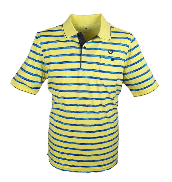 Mode Monte Carlo Polo-Shirt Knopf Strickkragen Zitronengelb M