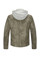 MILESTONE Herren Lederjacke MSRaymond mit Kapuze im gewaschenen khaki grün 56