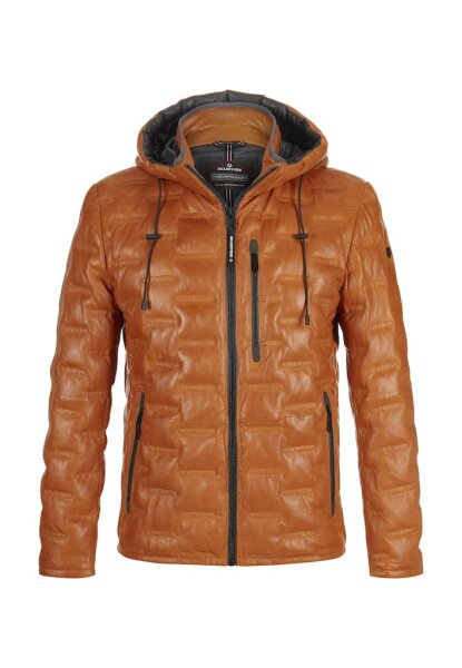 MILESTONE Herren Lederjacke MSTamino mit Kapuze und Stepp Hell orange 54