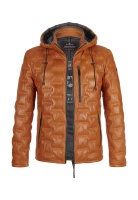 MILESTONE Herren Lederjacke MSTamino mit Kapuze und Stepp Hell orange 54