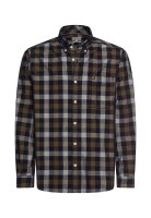 Camel Active Herren Kariertes Langarm Hemd mit Brusttasche, dunkelblau braun L