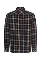 Camel Active Herren Kariertes Langarm Hemd mit Brusttasche, dunkelblau braun L