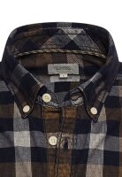 Camel Active Herren Kariertes Langarm Hemd mit Brusttasche, dunkelblau braun L