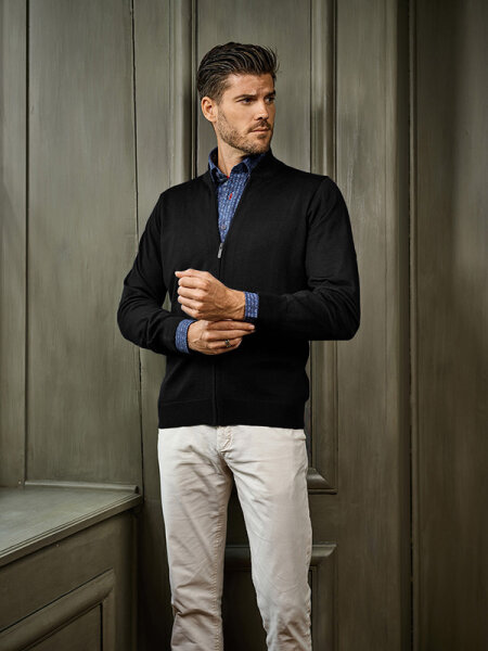 Mode Monte Carlo Herren Strickjacke mit Zip Schwarz 54