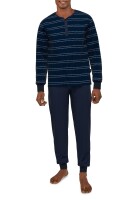 TOM TAILOR Herren Schafanzug Pyjama blau dunkel 4 Knopf Bündchen 56
