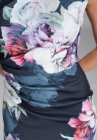 SWING Cocktailkleid aus bedrucktem Scuba navy / multi Blau 44